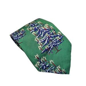 Robert Talbott Christmas Tree Silk Tie Holiday Necktie Green Made‎ Italy Festive